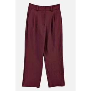 Jason Wu Wide Leg Pants Burgundy Pleated High Rise Slacks Size Large
